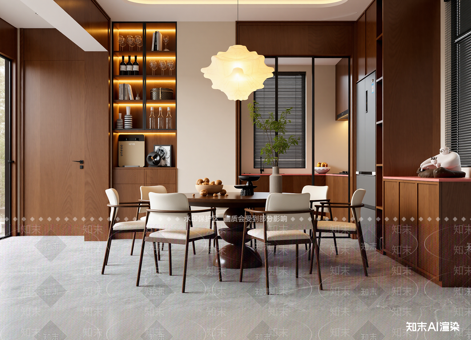 新中式家居餐厅3D模型下载【ID:1214815930】