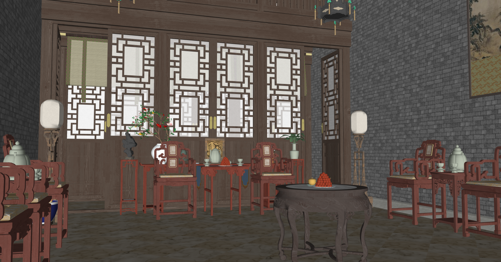 中式博物馆SU模型下载【ID:1215984948】