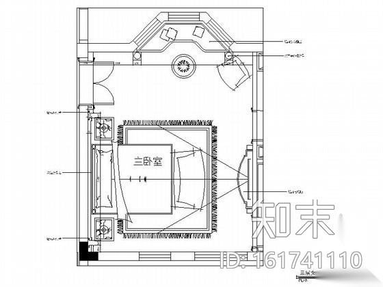 豪华欧式别墅卧室室内设计装修图施工图下载【ID:161741110】