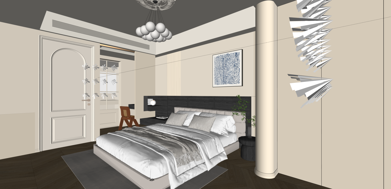 法式家居卧室SU模型下载【ID:1216015454】