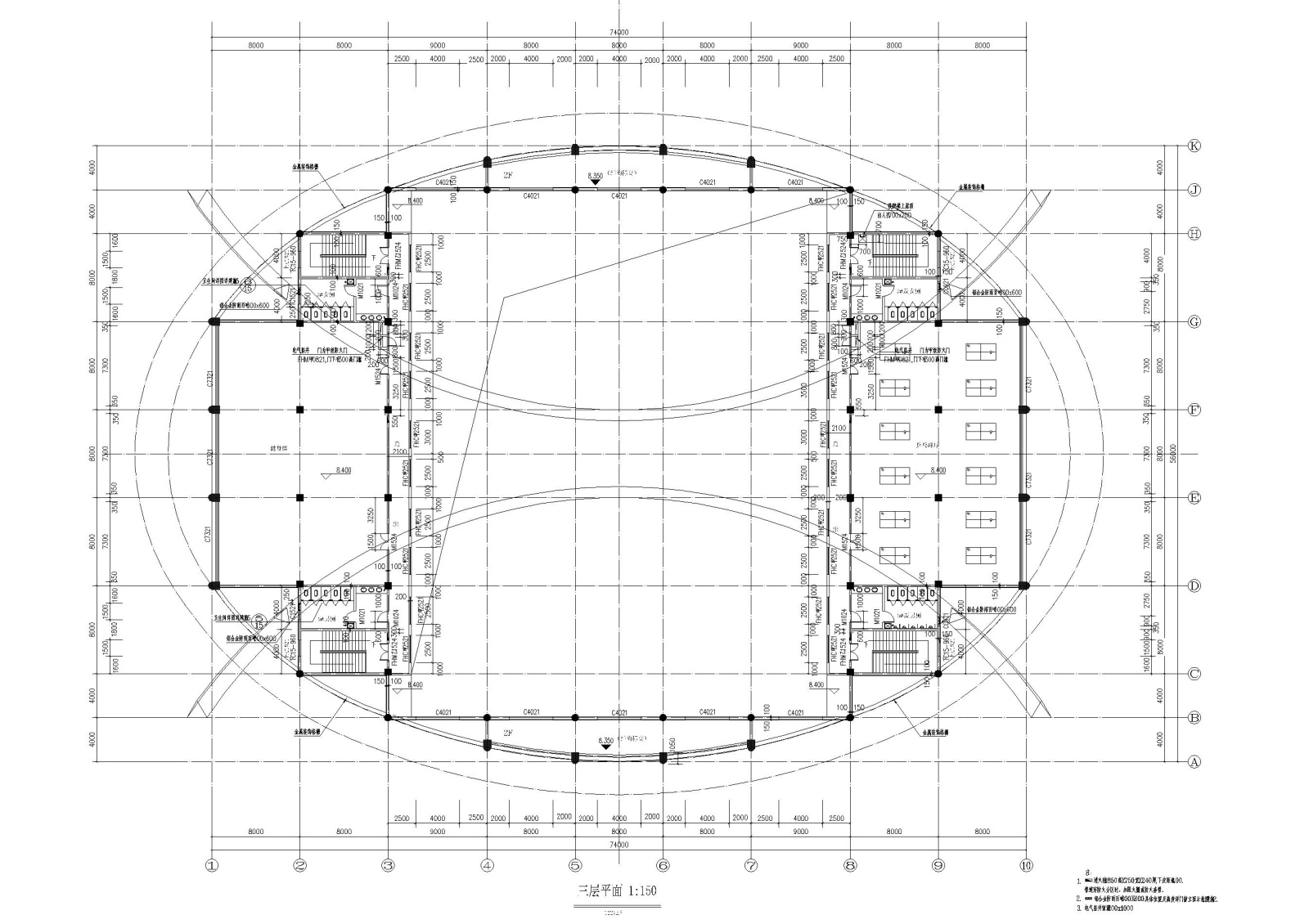 [洛阳]体育中心网球综合训练馆施工图cad施工图下载【ID:160405124】