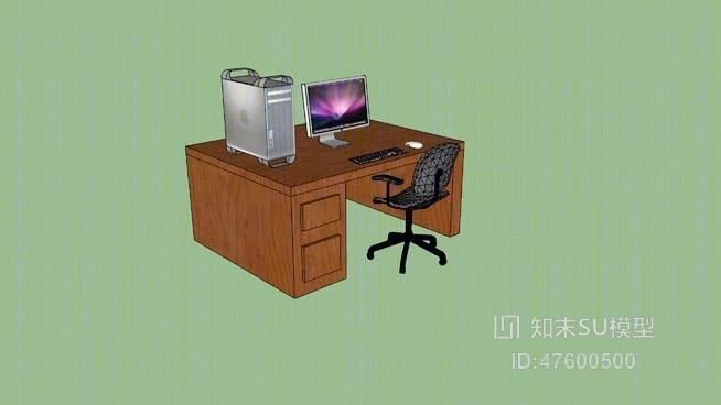 书桌椅组合SU模型下载【ID:819307004】
