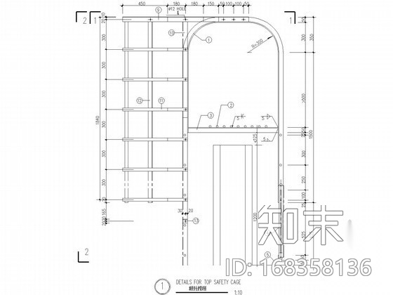 [中英文对照]屋面检修钢梯节点构造详图施工图下载【ID:168358136】