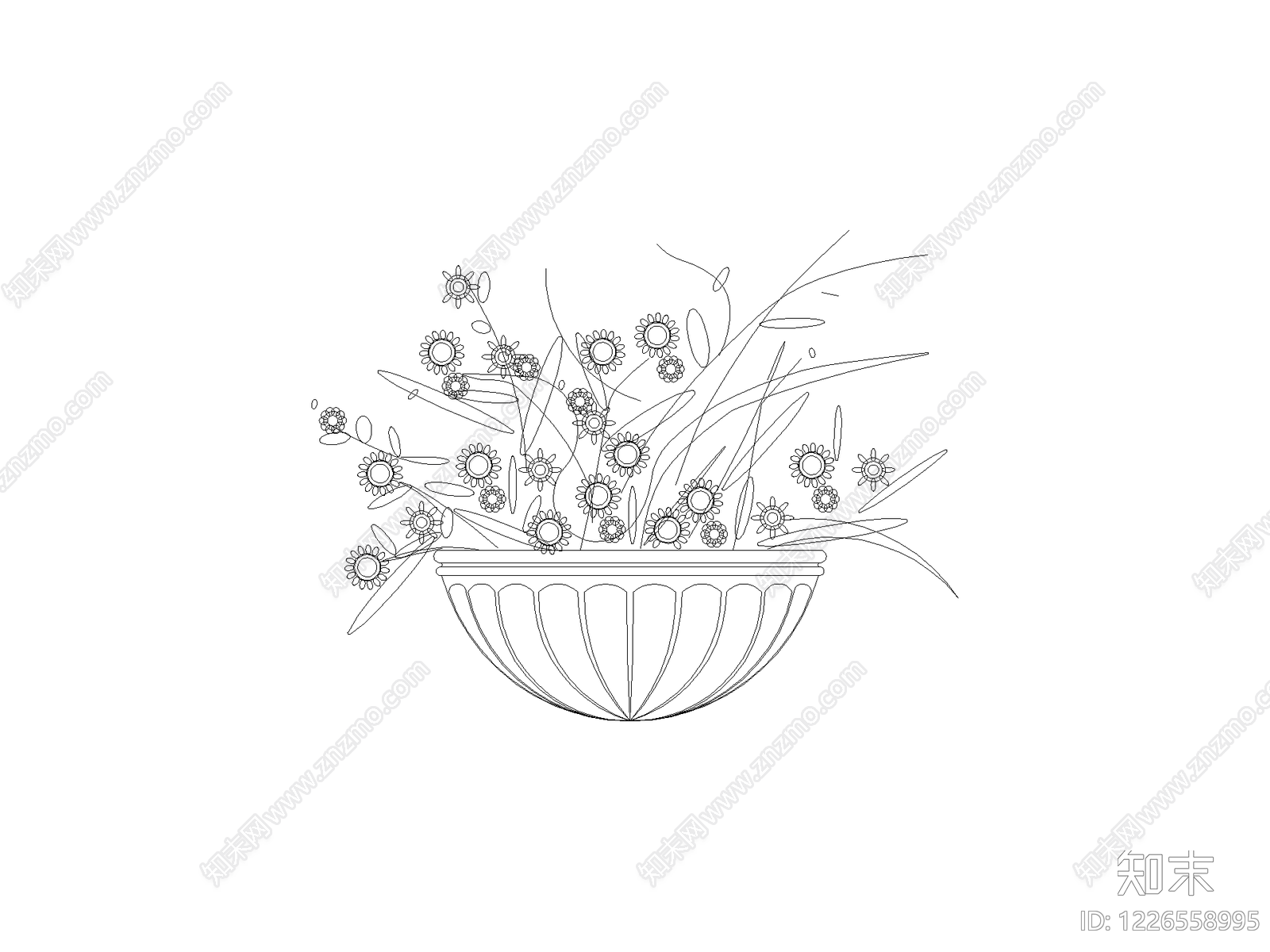 种绿植盆栽图块cad施工图下载【ID:1226558995】