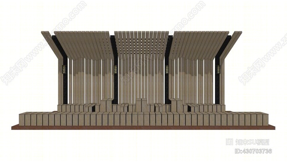 新中式廊架SU模型下载【ID:430703736】