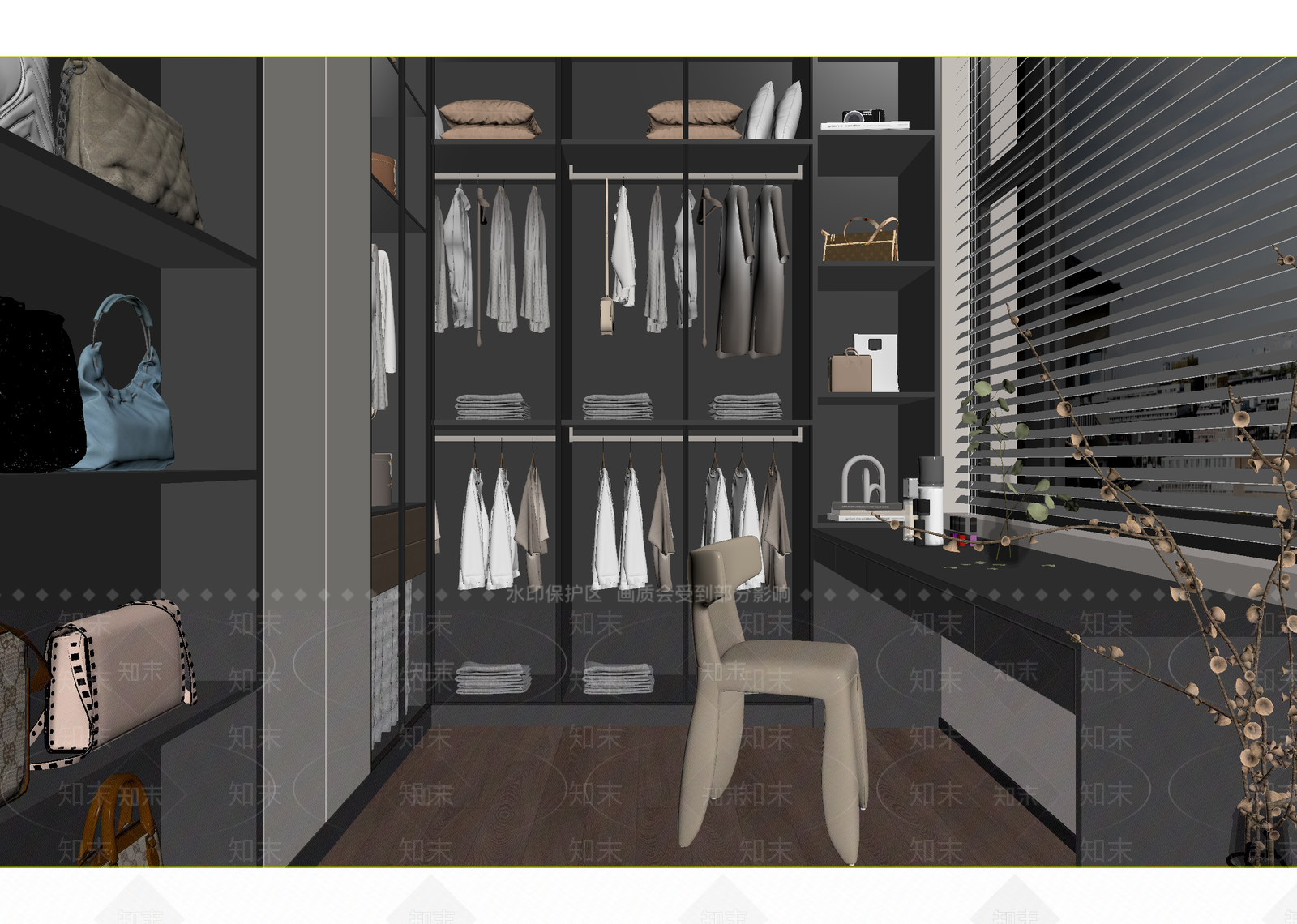 现代衣帽间3D模型下载【ID:1215036329】