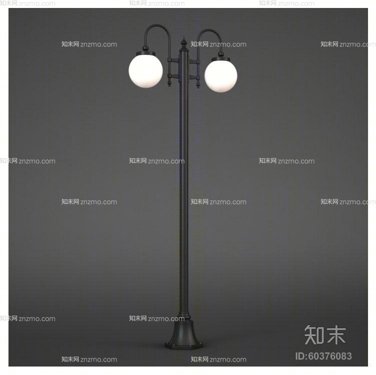 美式简约黑色铁艺花园灯3D模型下载【ID:60376083】