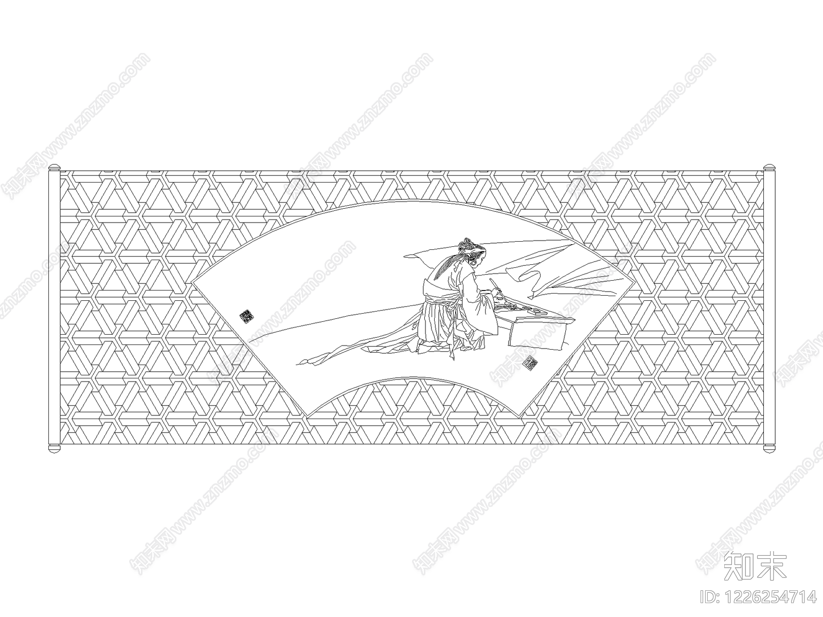 陈设类立面挂画cad施工图下载【ID:1226254714】