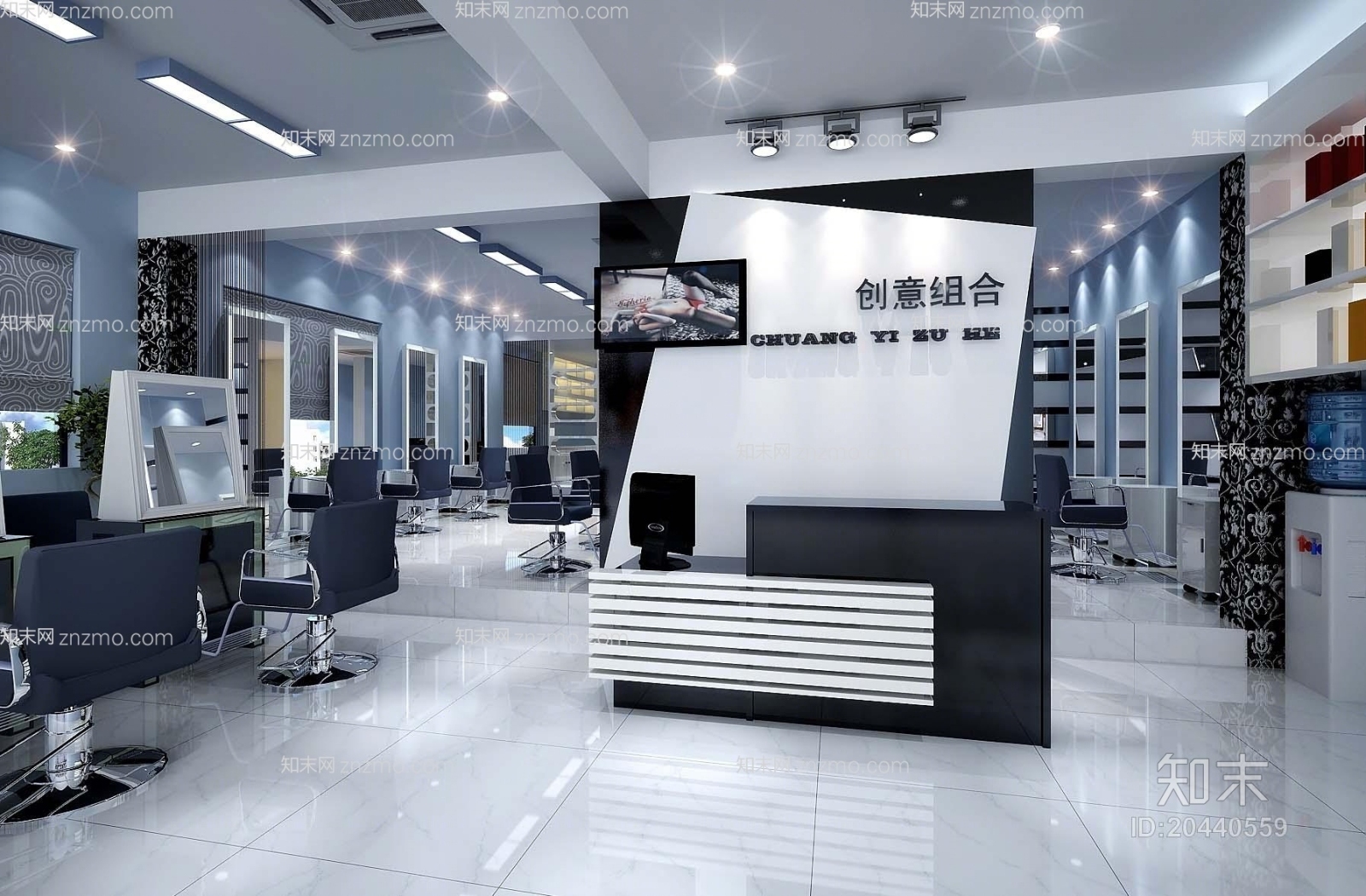 现代前台桌3D模型下载【ID:20440559】