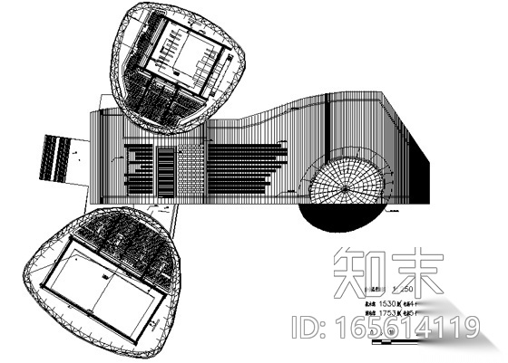 [山东]某现代二层游泳馆建筑施工套图cad施工图下载【ID:165614119】