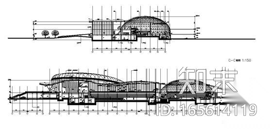 [山东]某现代二层游泳馆建筑施工套图cad施工图下载【ID:165614119】
