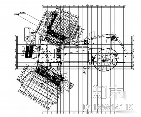 [山东]某现代二层游泳馆建筑施工套图cad施工图下载【ID:165614119】