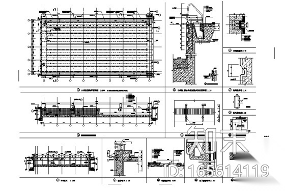 [山东]某现代二层游泳馆建筑施工套图cad施工图下载【ID:165614119】