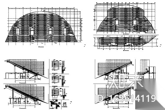 [山东]某现代二层游泳馆建筑施工套图cad施工图下载【ID:165614119】