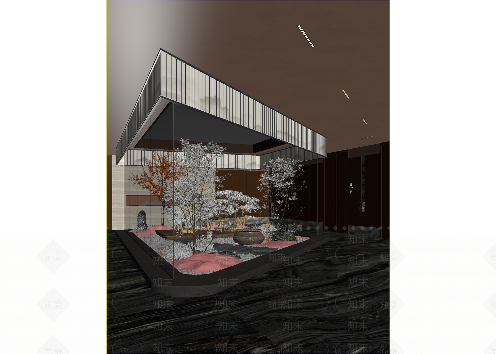 新中式酒店大堂3D模型下载【ID:1215121699】