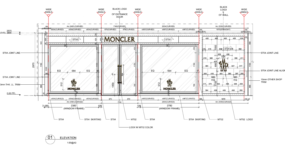 [上海]法国奢侈品牌Moncler上海恒隆广场店装修施工图+官...cad施工图下载【ID:161727173】