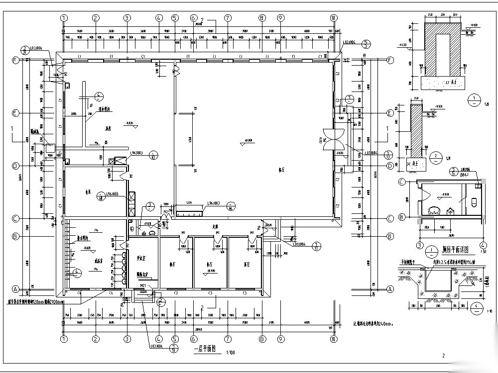 食堂餐饮建筑设计方案初设图CADcad施工图下载【ID:151651122】