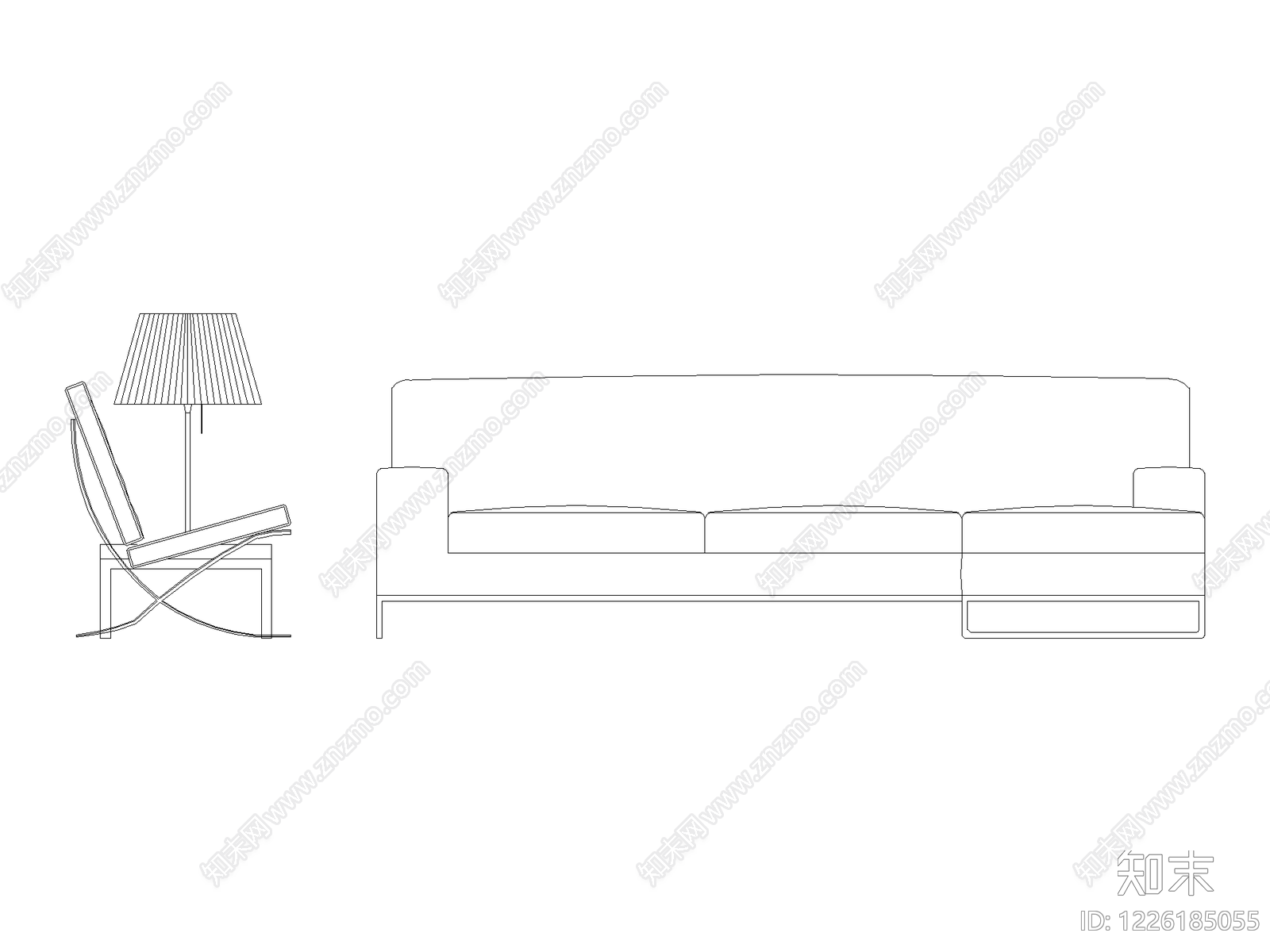 沙发cad施工图下载【ID:1226185055】