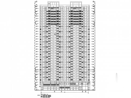 [福建]某三十二层商住楼建筑施工图cad施工图下载【ID:166309154】