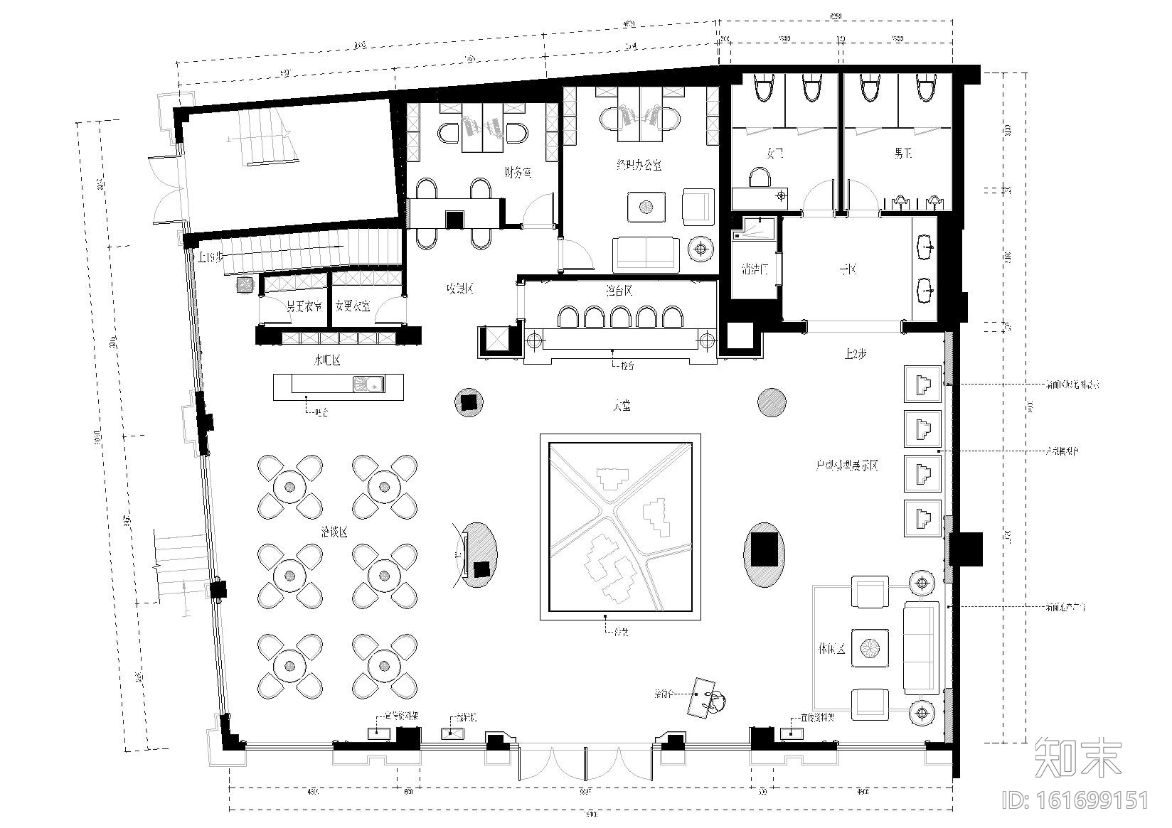 [湖南]株洲兆富售楼部装饰施工图+效果图cad施工图下载【ID:161699151】