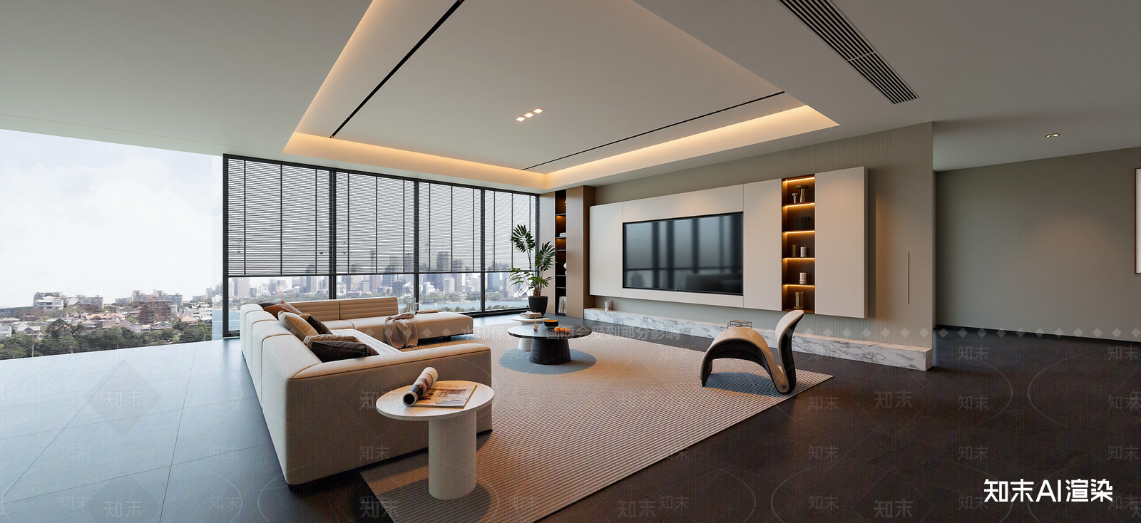 现代观景客厅SU模型下载【ID:1222337906】