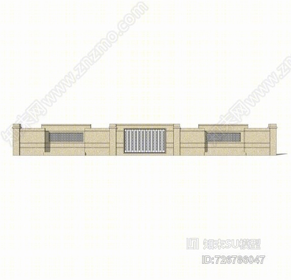 欧式围墙SU模型下载【ID:726786047】