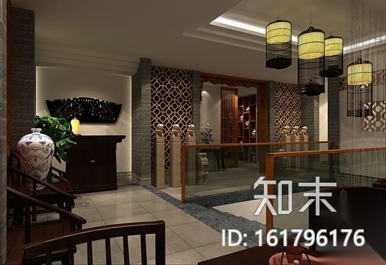 新中式特色会所室内装饰工程施工图（含效果）cad施工图下载【ID:161796176】