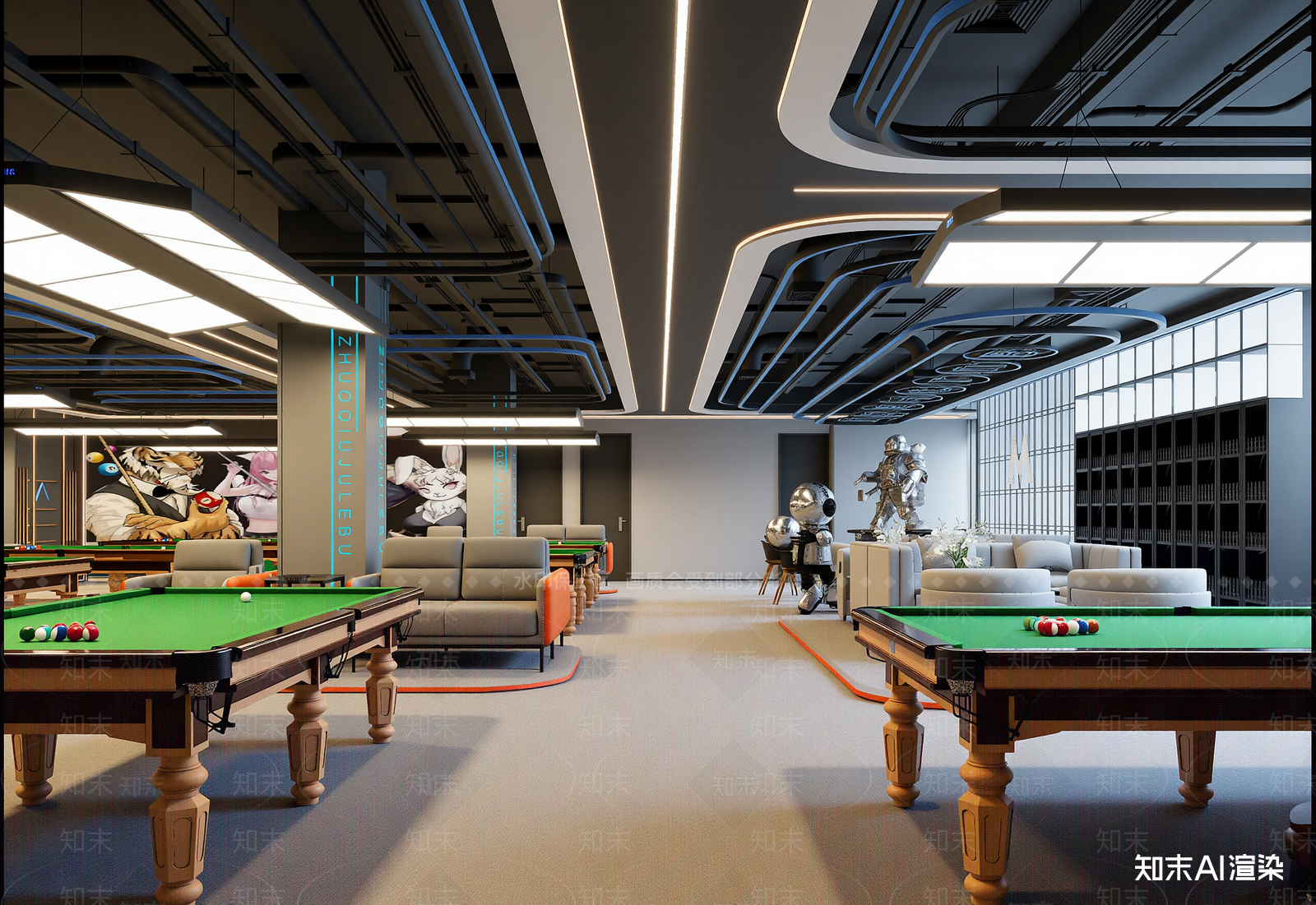 现代台球室3D模型下载【ID:1214044839】