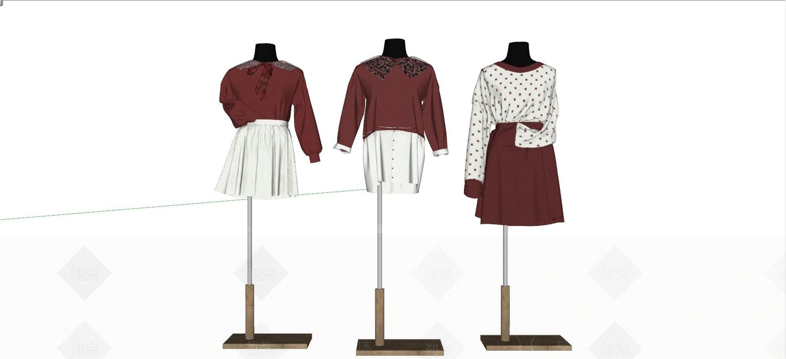 现代服装模特SU模型下载【ID:1119752283】