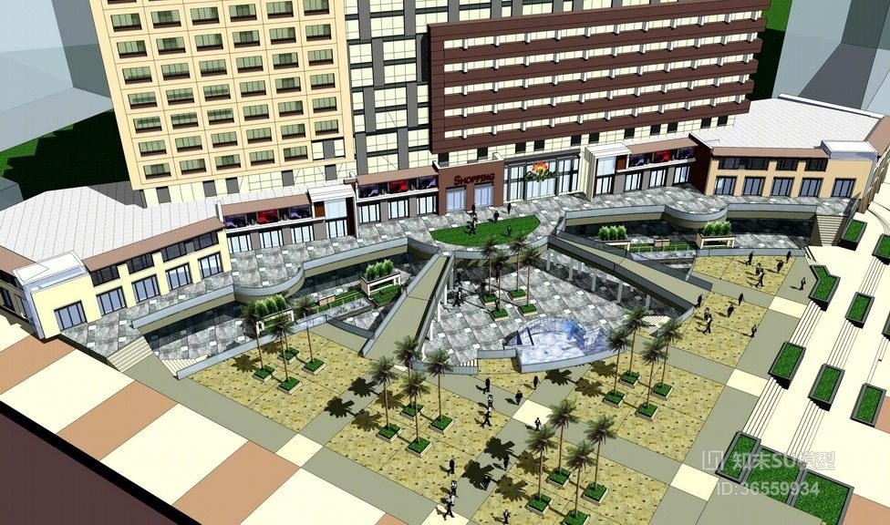 现代风格商住楼SU模型下载【ID:36559934】