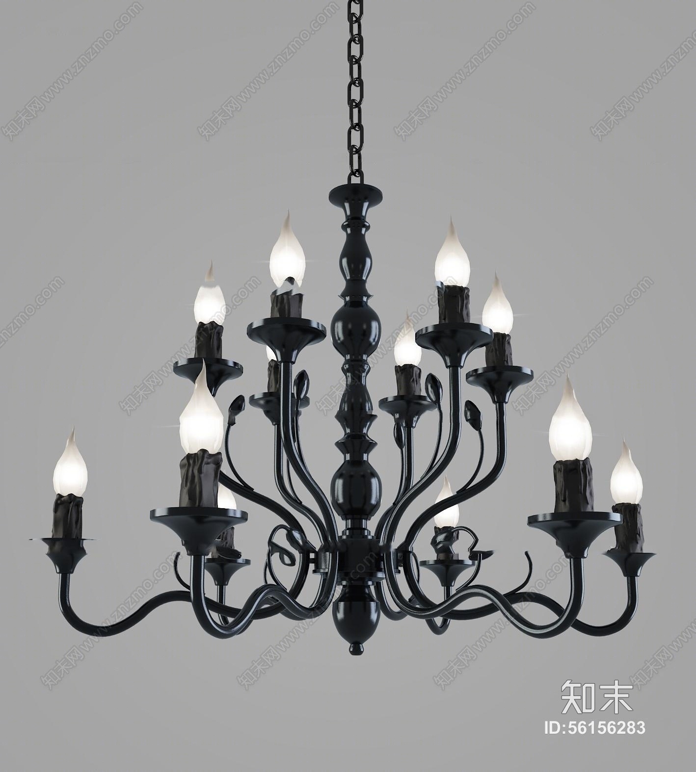 简欧金属吊灯3D模型下载【ID:56156283】