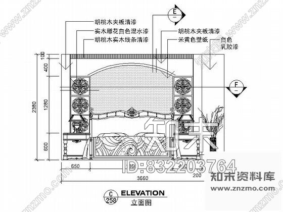 图块/节点实木雕花卧室立面图cad施工图下载【ID:832203764】