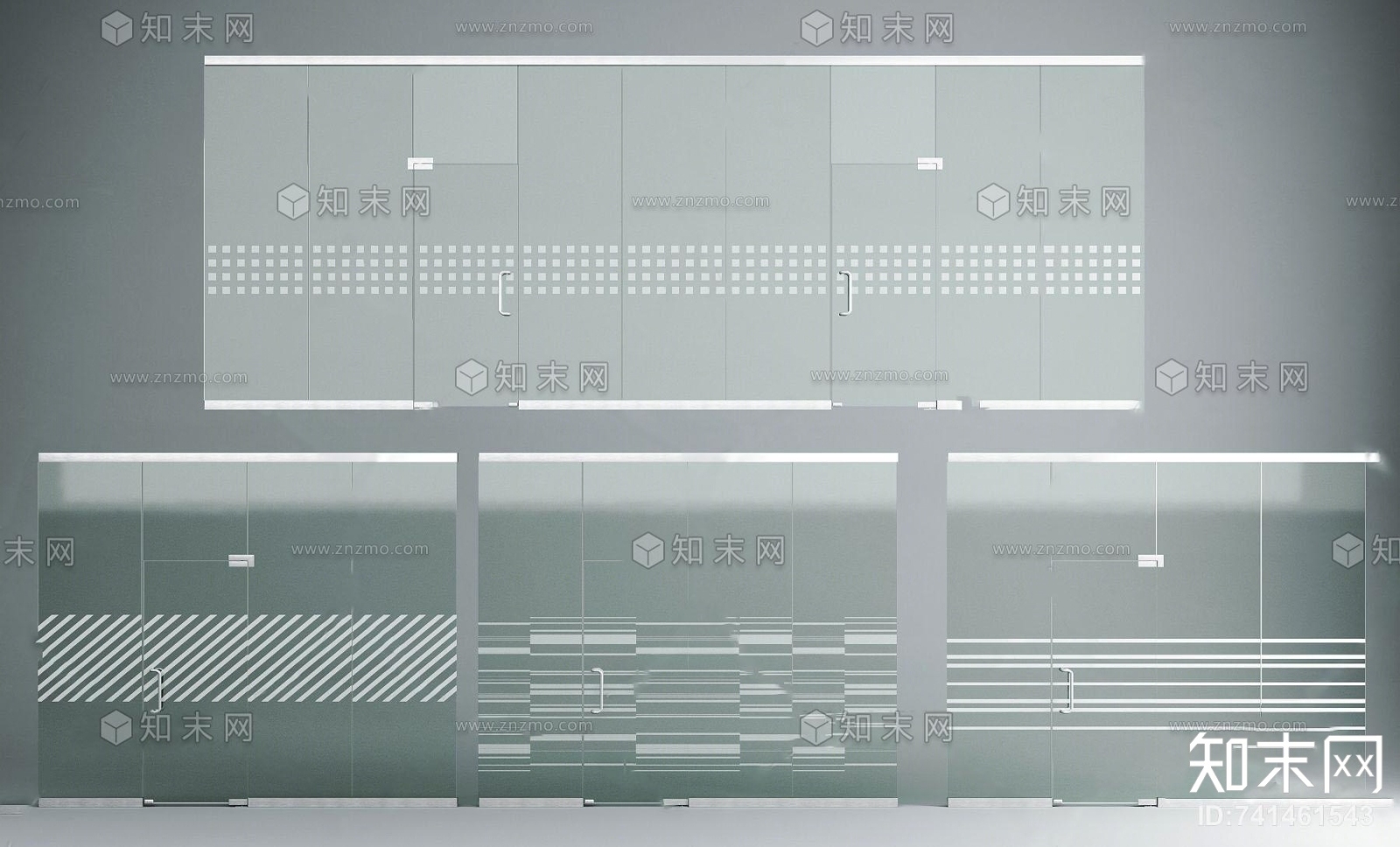 现代办公室玻璃门3D模型下载【ID:741461543】