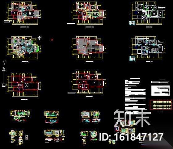 四室二厅家装室内设计装修图cad施工图下载【ID:161847127】