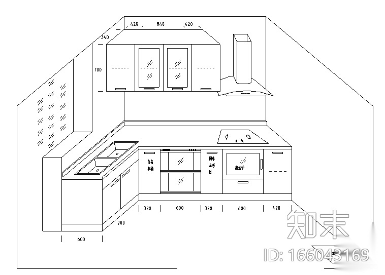 室内厨房装修设计施工图施工图下载【ID:166043169】