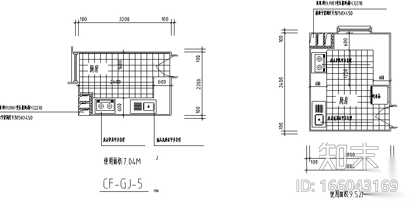 室内厨房装修设计施工图施工图下载【ID:166043169】