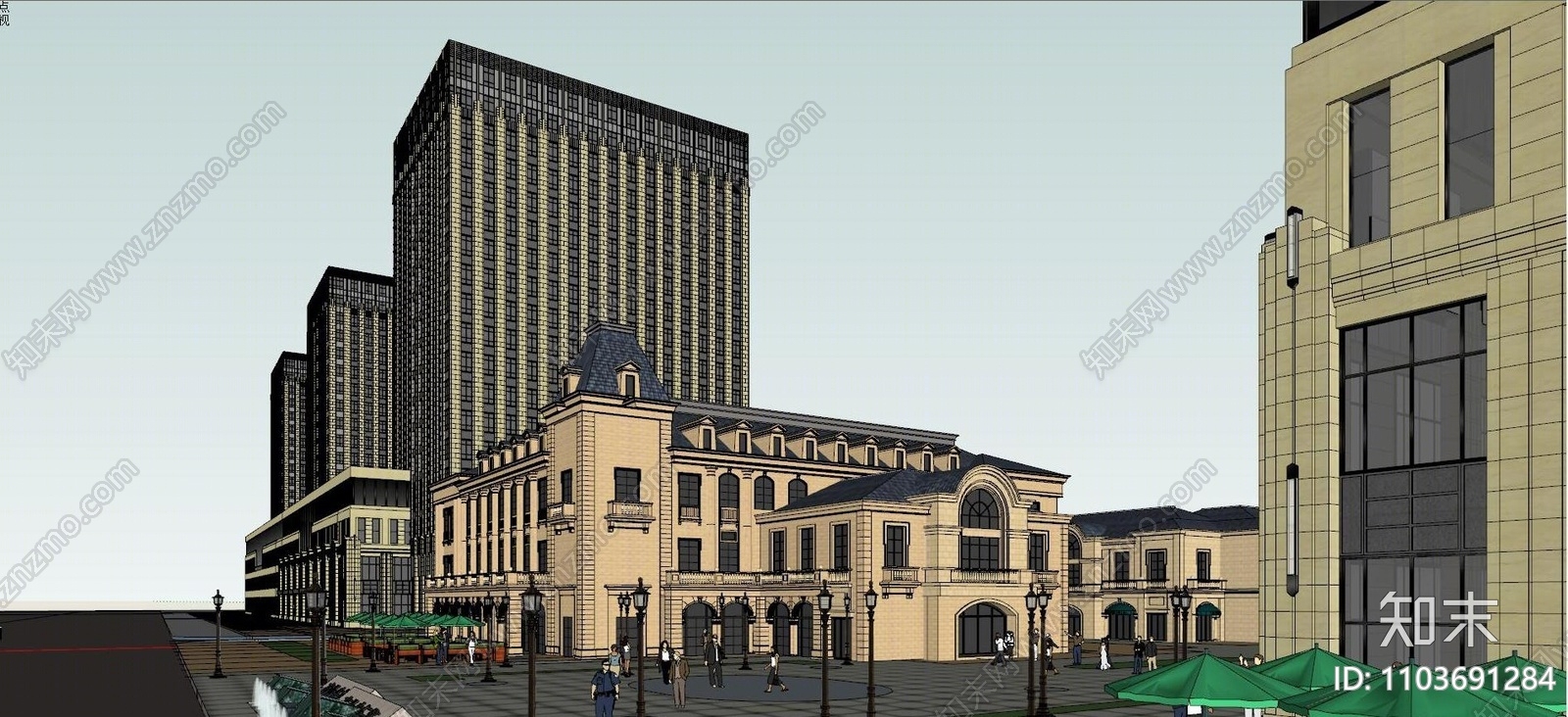 法式商业街SU模型下载【ID:1103691284】