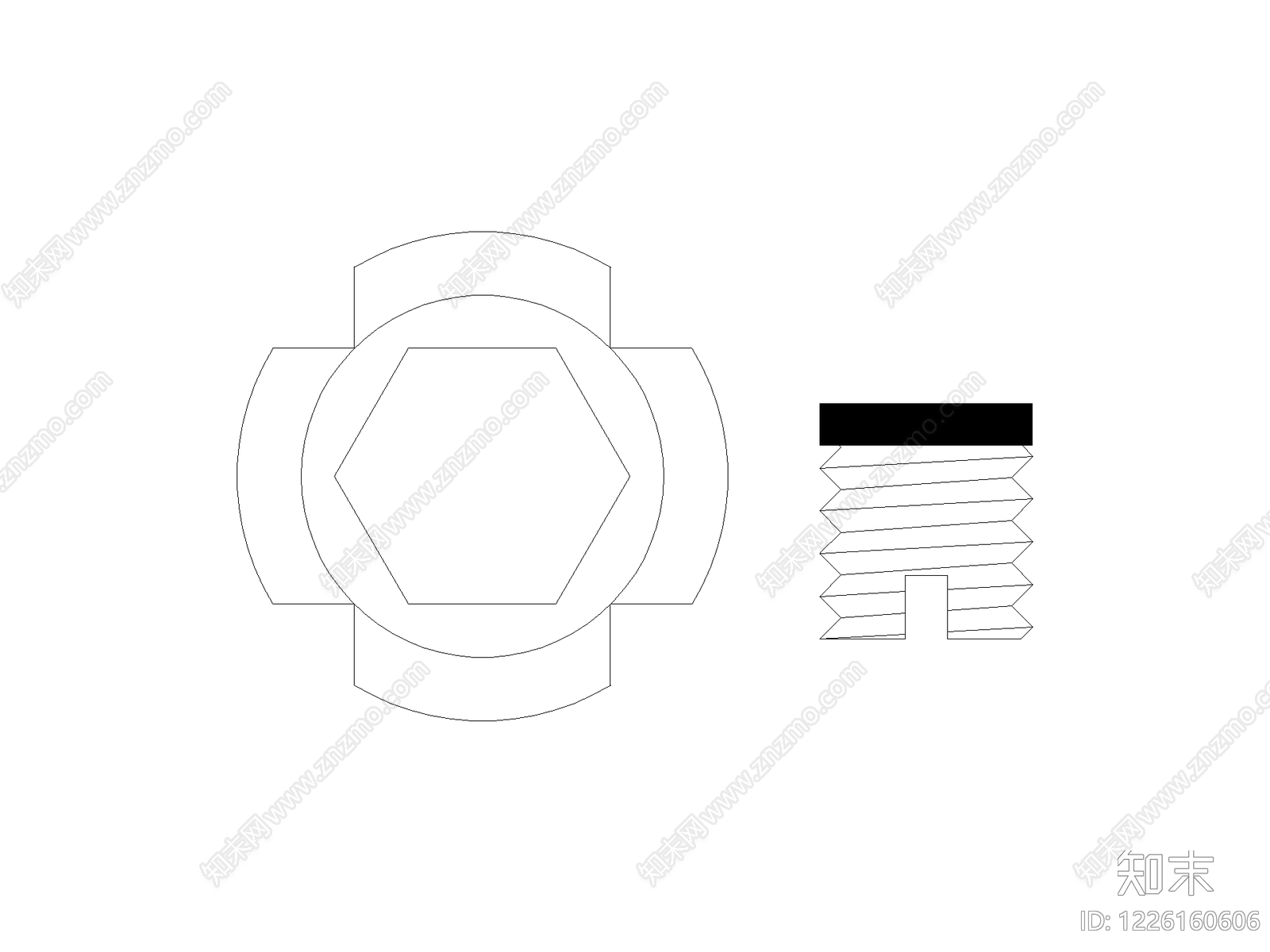 现代五金管件现代五金管件门把手膨胀螺栓管件弯头门锁施工图cad施工图下载【ID:1226160606】