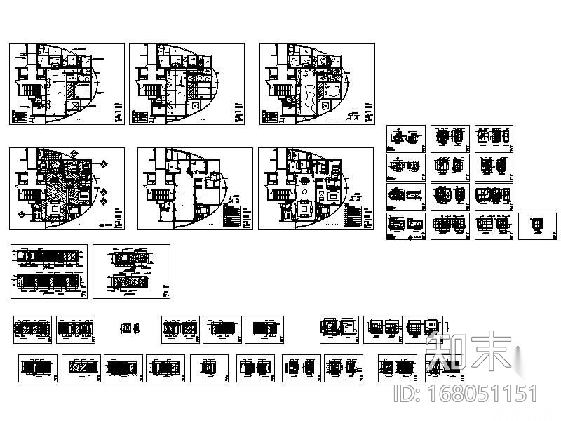 现代经典样板房四室两厅施工图（含实景）cad施工图下载【ID:168051151】