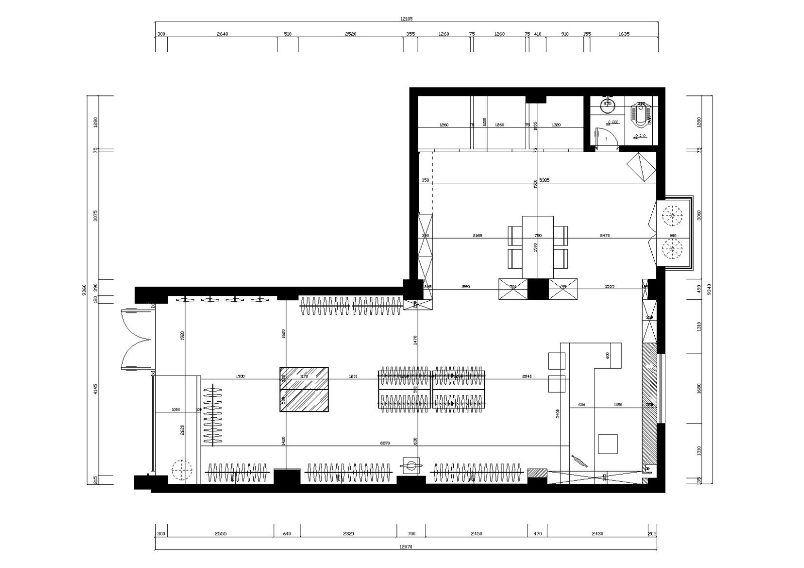 93㎡厦门禾祥西路某一服装店施工图_效果图cad施工图下载【ID:160704171】