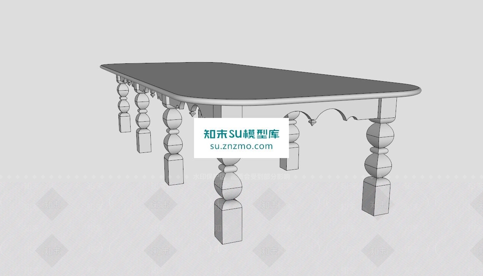 简欧白色会议桌SU模型下载【ID:168423131】
