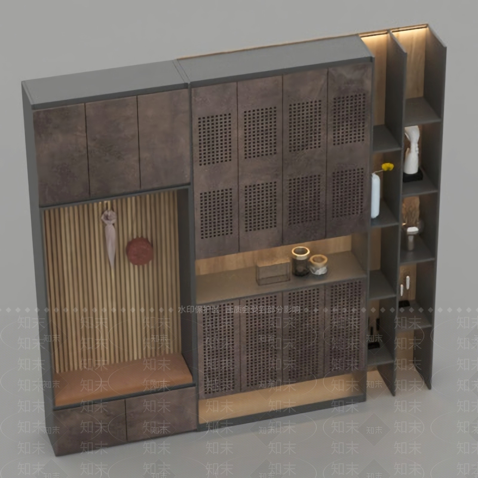 新中式鞋柜免费3D模型下载【ID:1123243866】