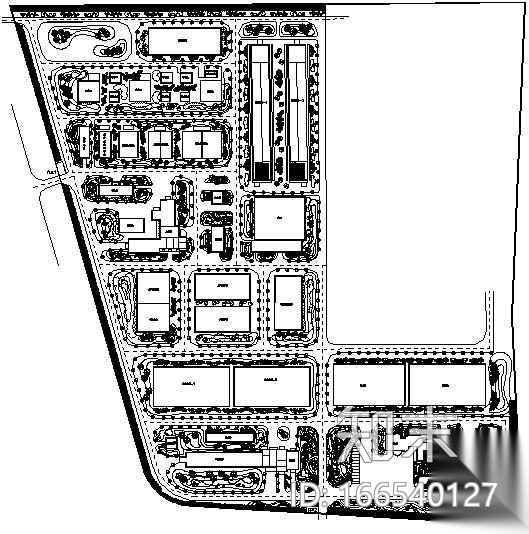 某水厂绿化设计平面cad施工图下载【ID:166540127】