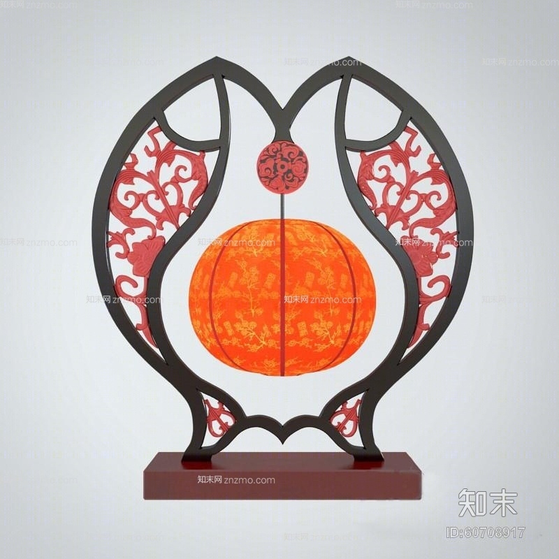 新中式黑色木艺台灯3D模型下载【ID:60708917】
