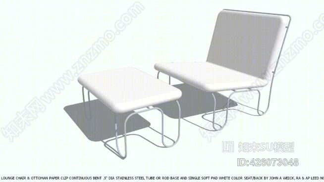 椅子休息室和奥斯曼白颜色坐垫由约翰A维克拉SU模型下载【ID:426073048】