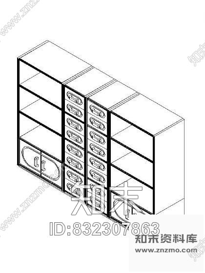 图块/节点书柜CAD三维图块2施工图下载【ID:832307863】