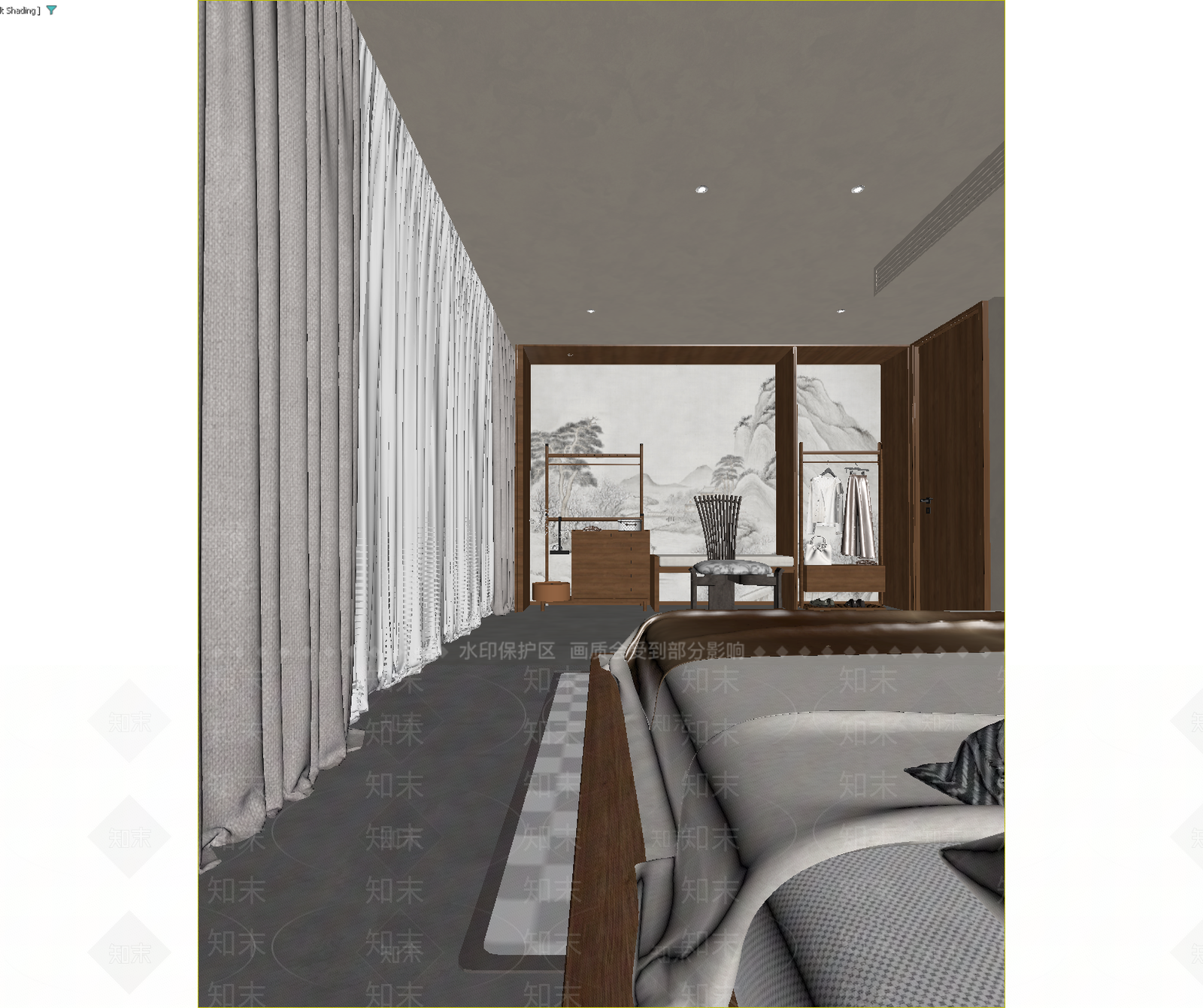 侘寂酒店客房3D模型下载【ID:1214825032】