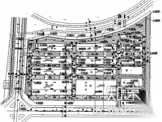 某厂区道路设计平面图cad施工图下载【ID:166422176】