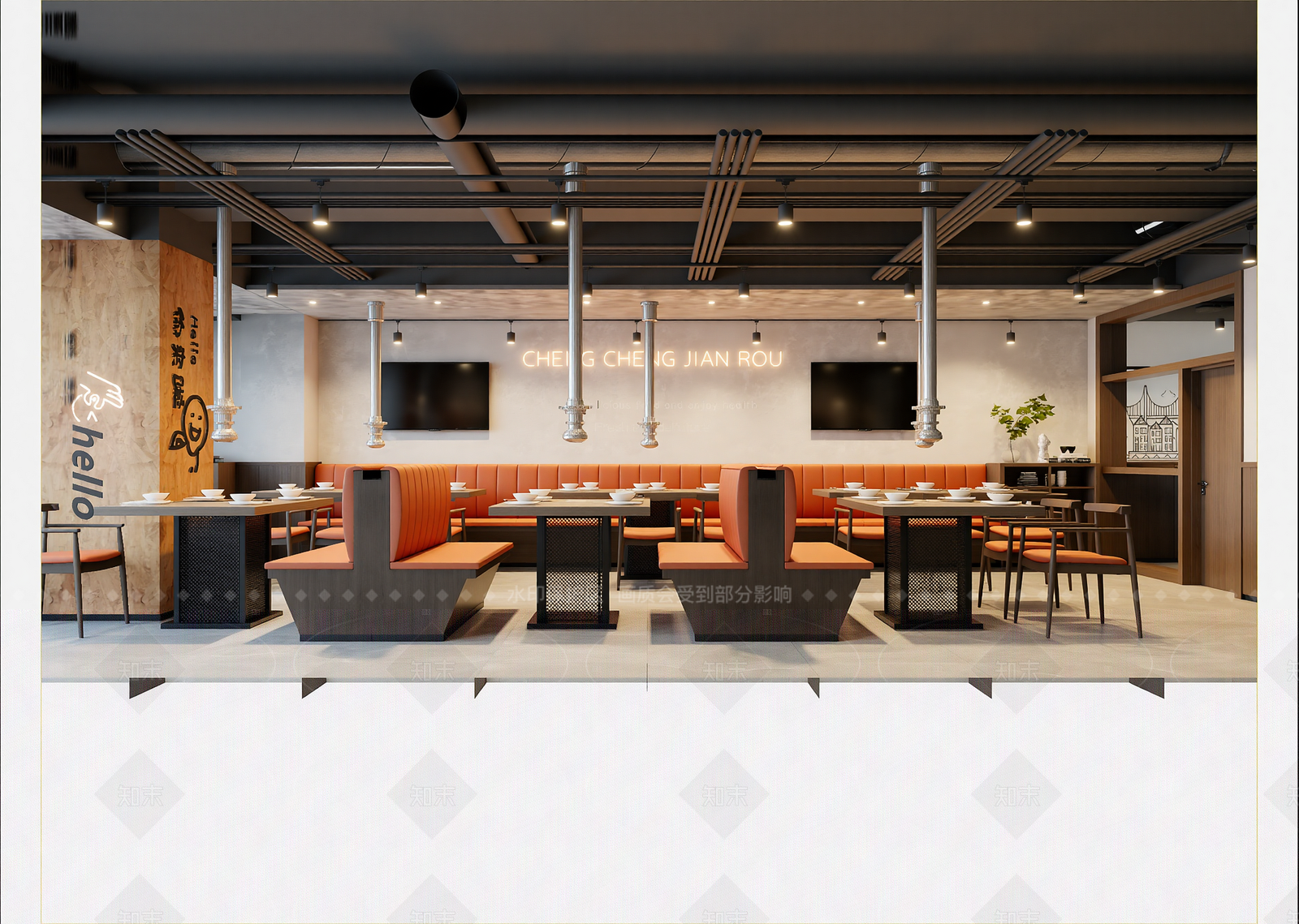 工业风火锅店3D模型下载【ID:1214582507】