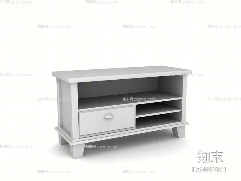 现代白模电视柜3D模型下载【ID:90897901】